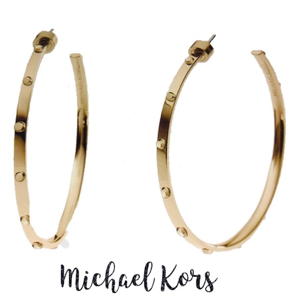 Michael Kors Jewelry - NWT Michael Kors Gold Tone Astro Large Stud Hoop
